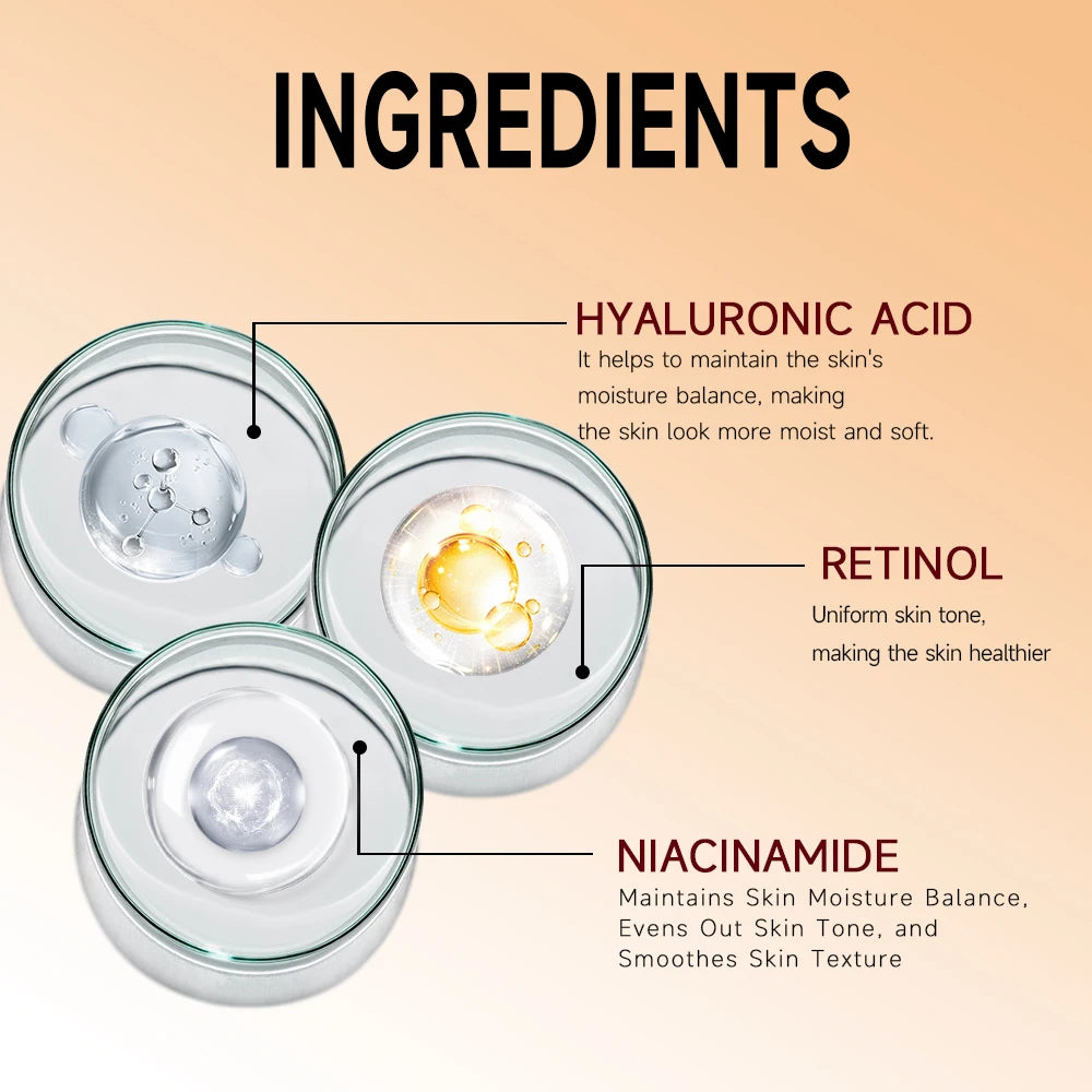 Retinol Face Cream+Facial Serum Set Anti-Aging Remove Wrinkle Eye Bag Whitening Moisturizing Skin Lightening Cream for All Skin