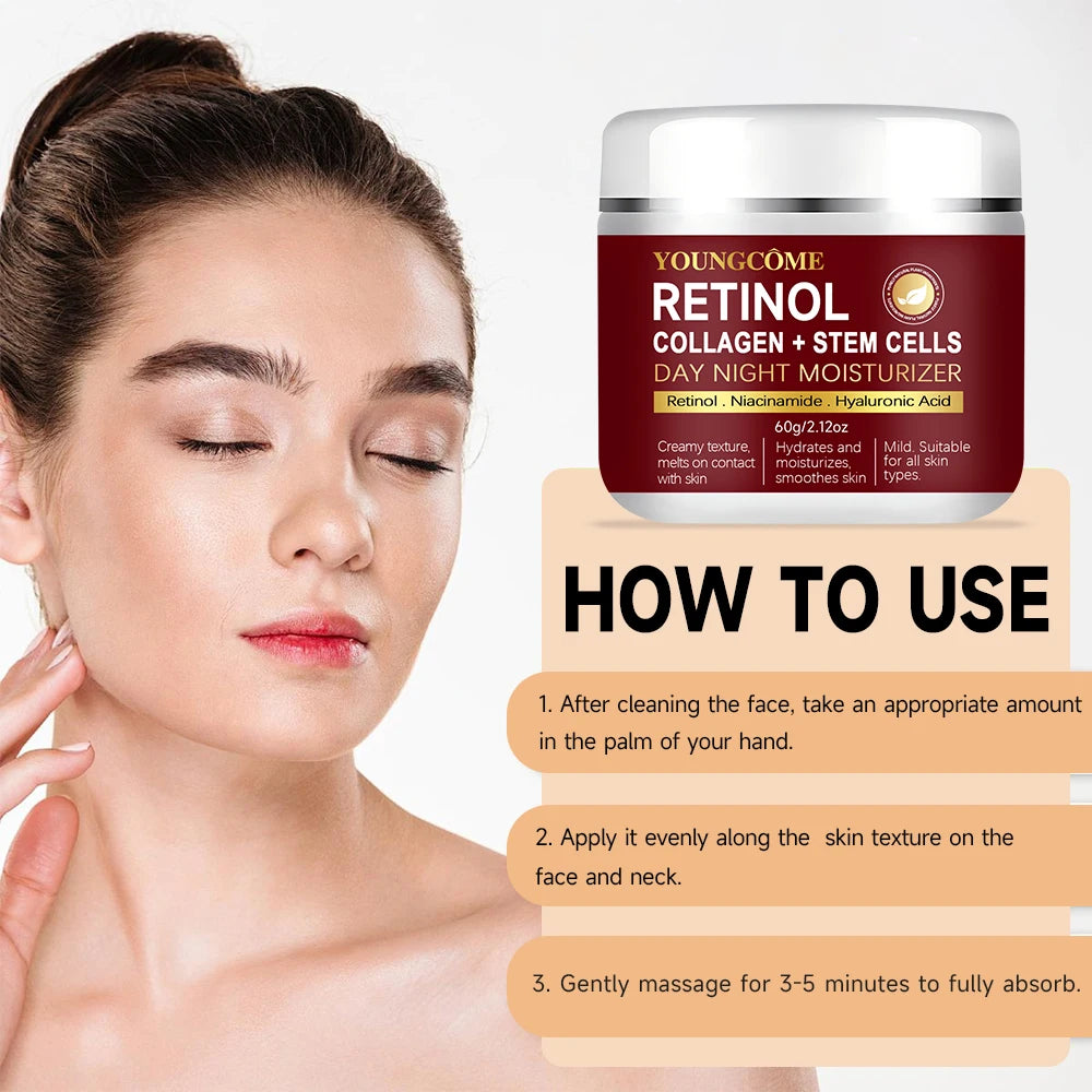 Retinol Face Cream+Facial Serum Set Anti-Aging Remove Wrinkle Eye Bag Whitening Moisturizing Skin Lightening Cream for All Skin