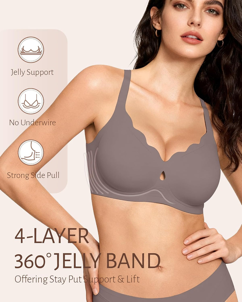 Jelly Bras for Women No Underwire Scalloped Wireless Everyday Bras