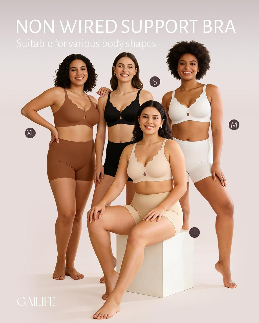 Jelly Bras for Women No Underwire Scalloped Wireless Everyday Bras