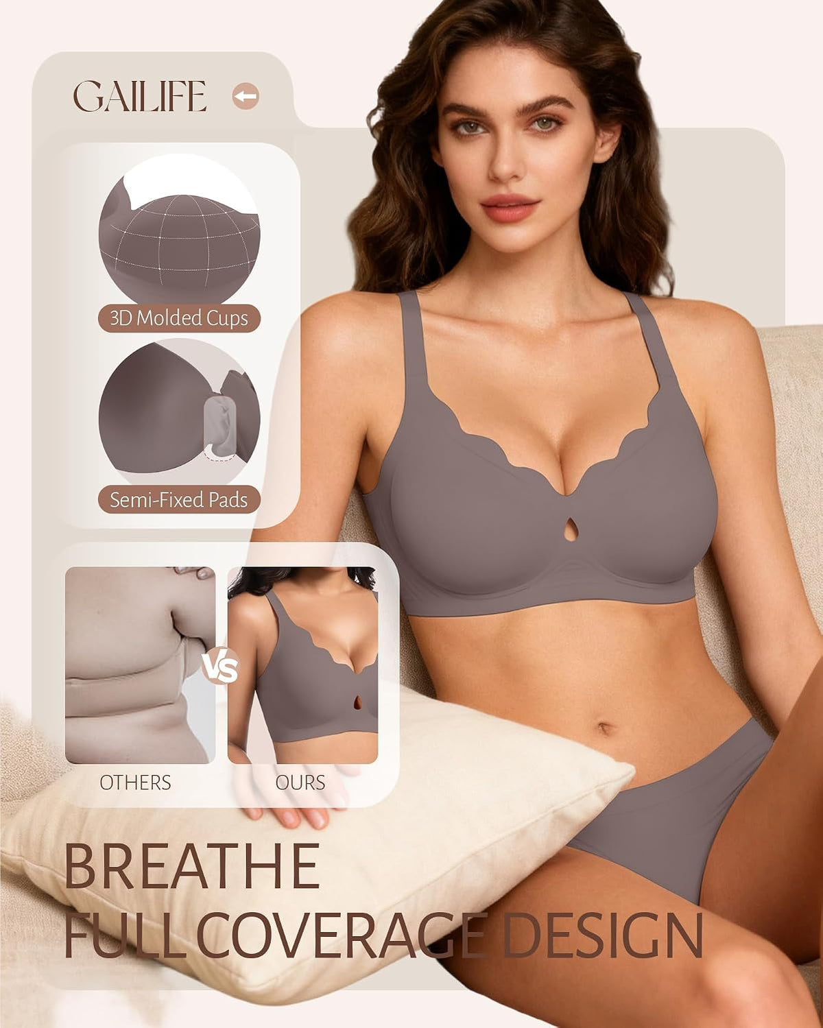 Jelly Bras for Women No Underwire Scalloped Wireless Everyday Bras
