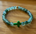 Men’s Green Beaded Cross Bracelet