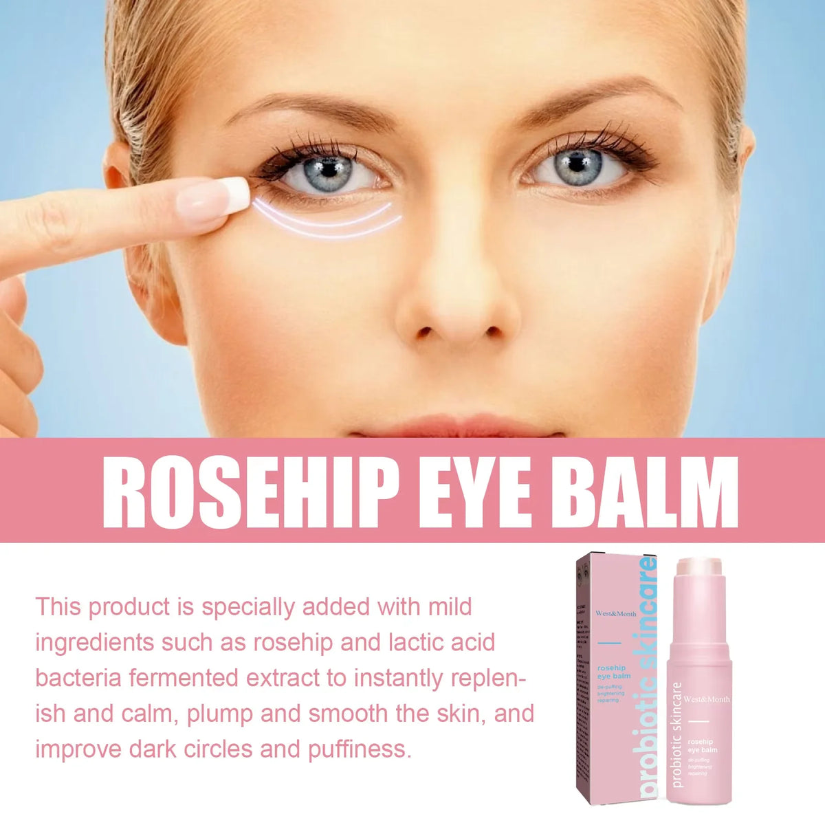Rosehip Eye Cream Lifting Moisturizing Balm Stick Remove Dark Circles Eye Bags Puffiness Hyaluronic Acid anti Wrinkle Eye Cream
