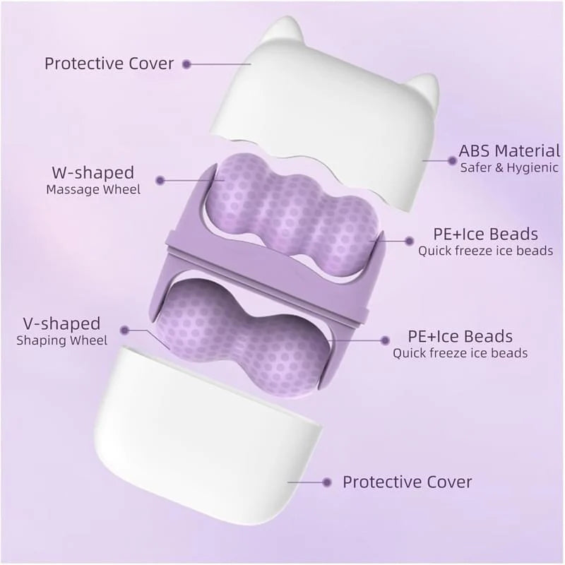 Ice Massage Device,Ice Roller Set for Face and Eyes - Facial Skin Care Tools with 2 Cold Therapy Face Roller and Premium Travel Case, Self Care Gift for Men Women