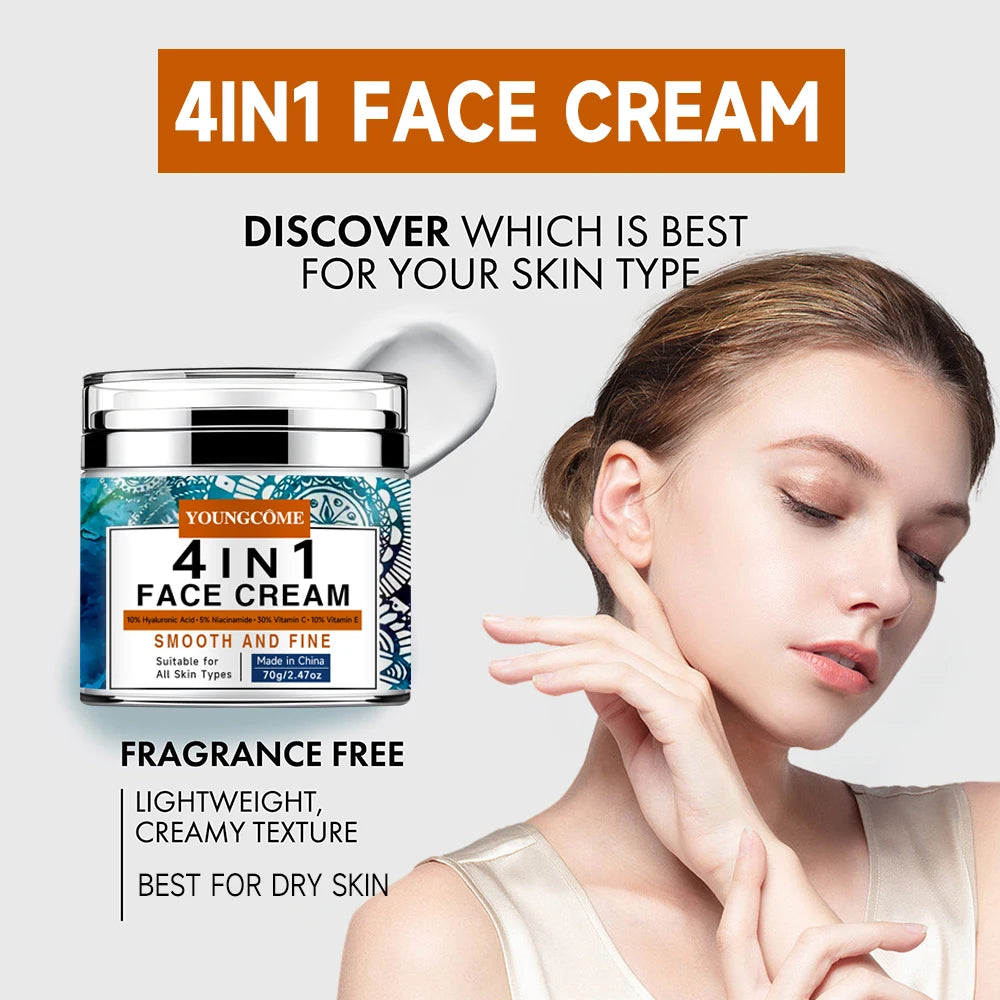 4 in 1 Face Cream Retinol Smooth Wrinkle Moisturizing Firming Hyaluronic Lightening Repairing Smooth Skincare Whitening Cream