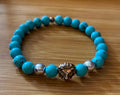 Men’s Turquoise Lion Beaded Bracelet