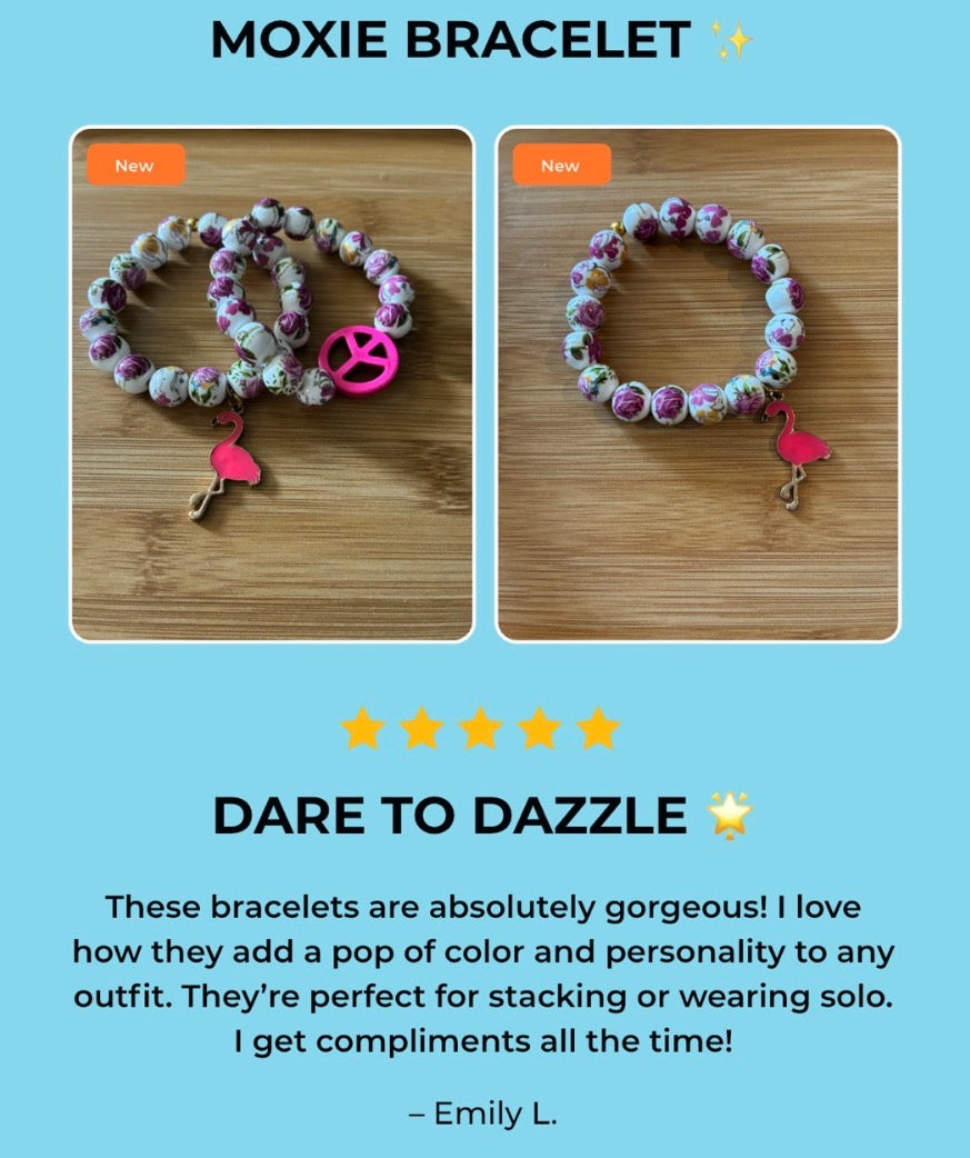 Pink Peace and Flamingo Beaded Bracelet