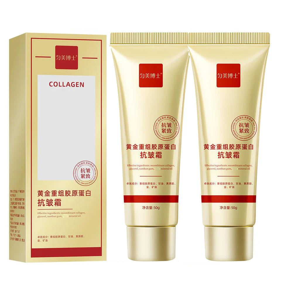 1/2PCS Golden Collagen anti Wrinkle Cream-Skin Tightening & Wrinkle Care, Lasting Moisturizing Firm Glowing for All Skin Type