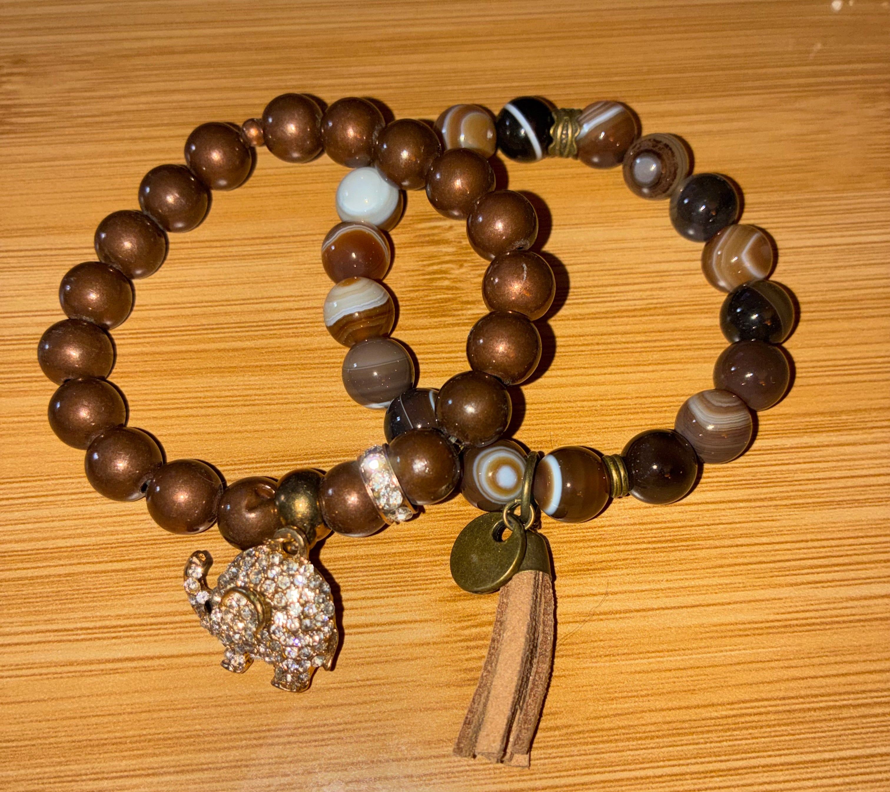 Gorgeous Set of 2 Brown Beaded Bracelets