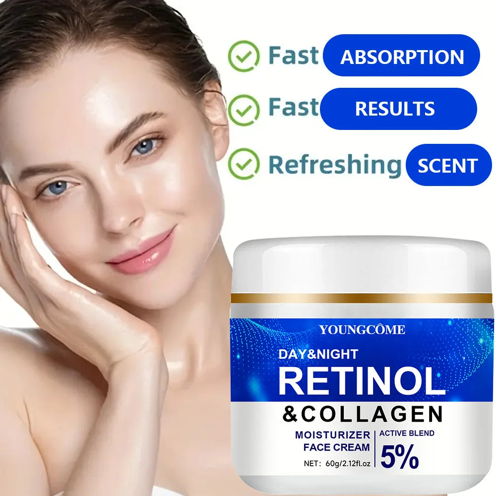 Collagen Retinol Hyaluronic Acid Facial Cream Anti-Wrinkle, Dark Circles, Tightens Pores, Moisturizes Lightens Fine Lines