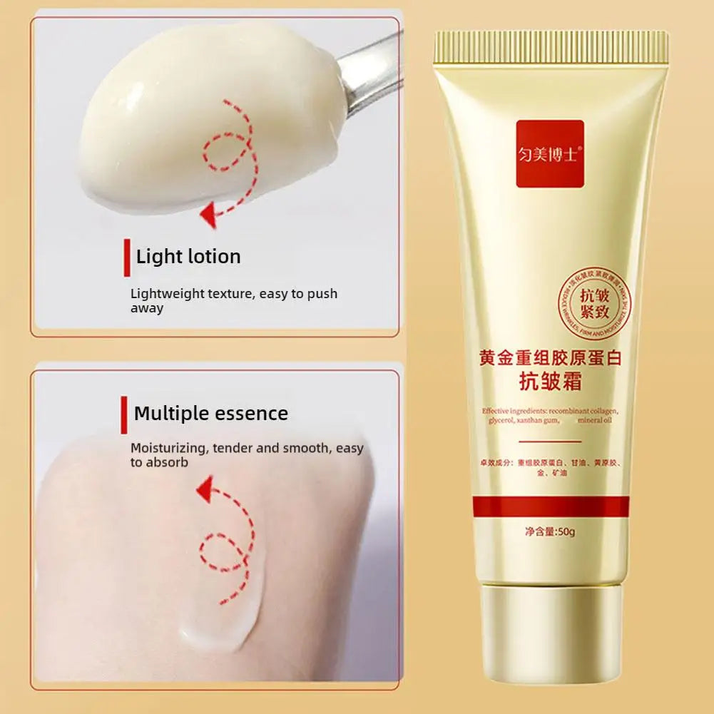 1/2PCS Golden Collagen anti Wrinkle Cream-Skin Tightening & Wrinkle Care, Lasting Moisturizing Firm Glowing for All Skin Type