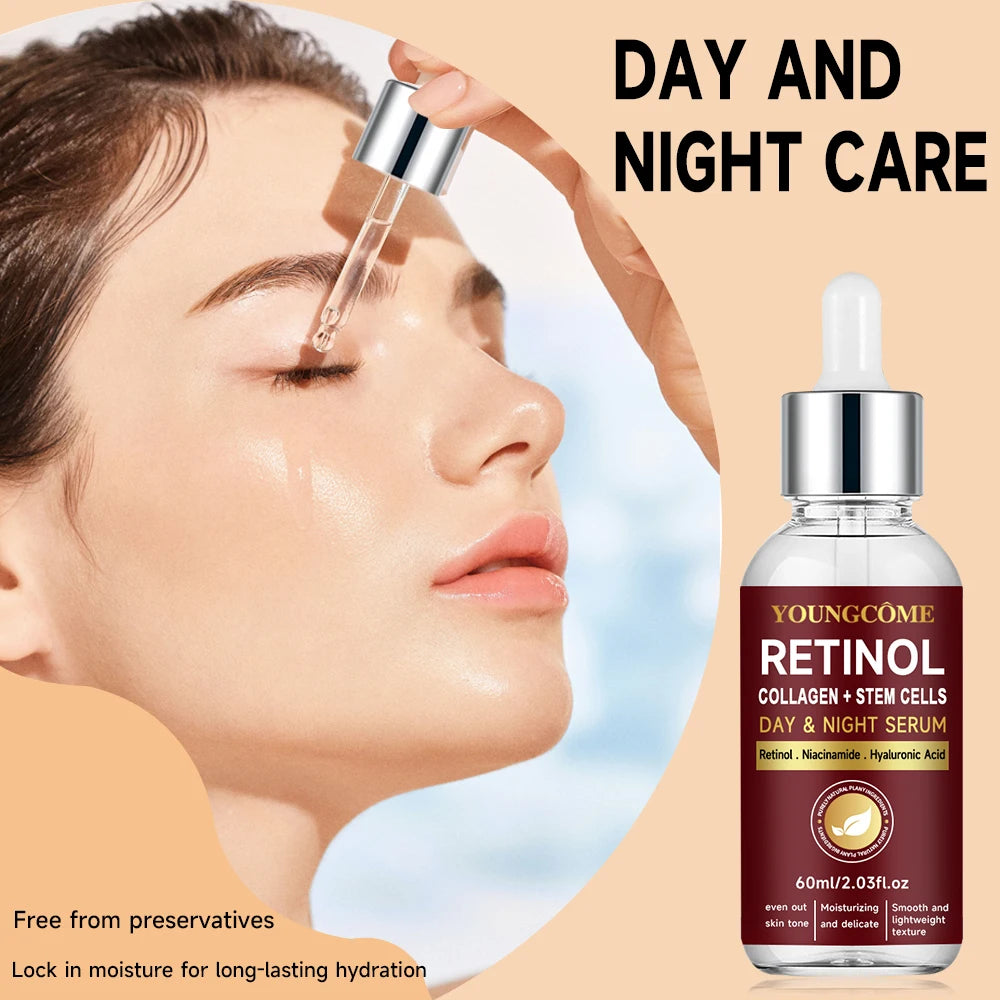 Retinol Face Cream+Facial Serum Set Anti-Aging Remove Wrinkle Eye Bag Whitening Moisturizing Skin Lightening Cream for All Skin