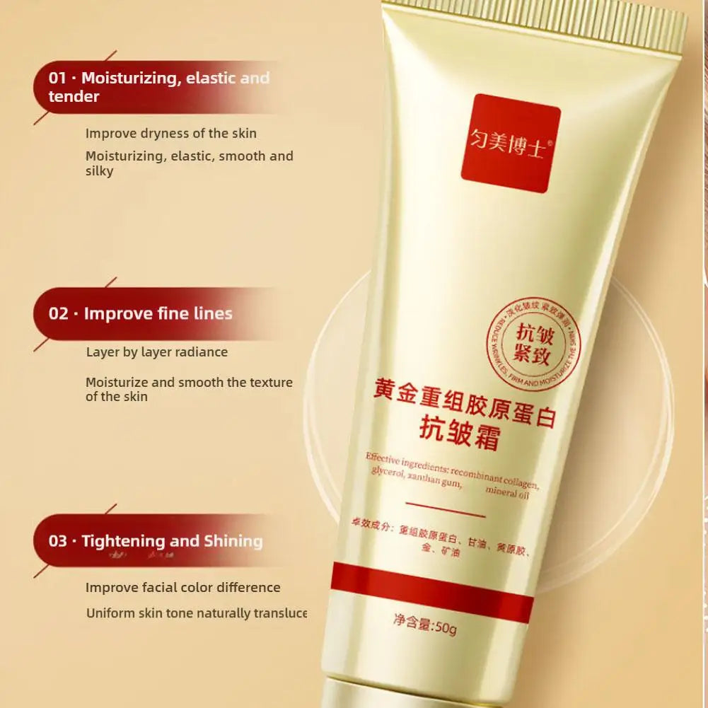 1/2PCS Golden Collagen anti Wrinkle Cream-Skin Tightening & Wrinkle Care, Lasting Moisturizing Firm Glowing for All Skin Type