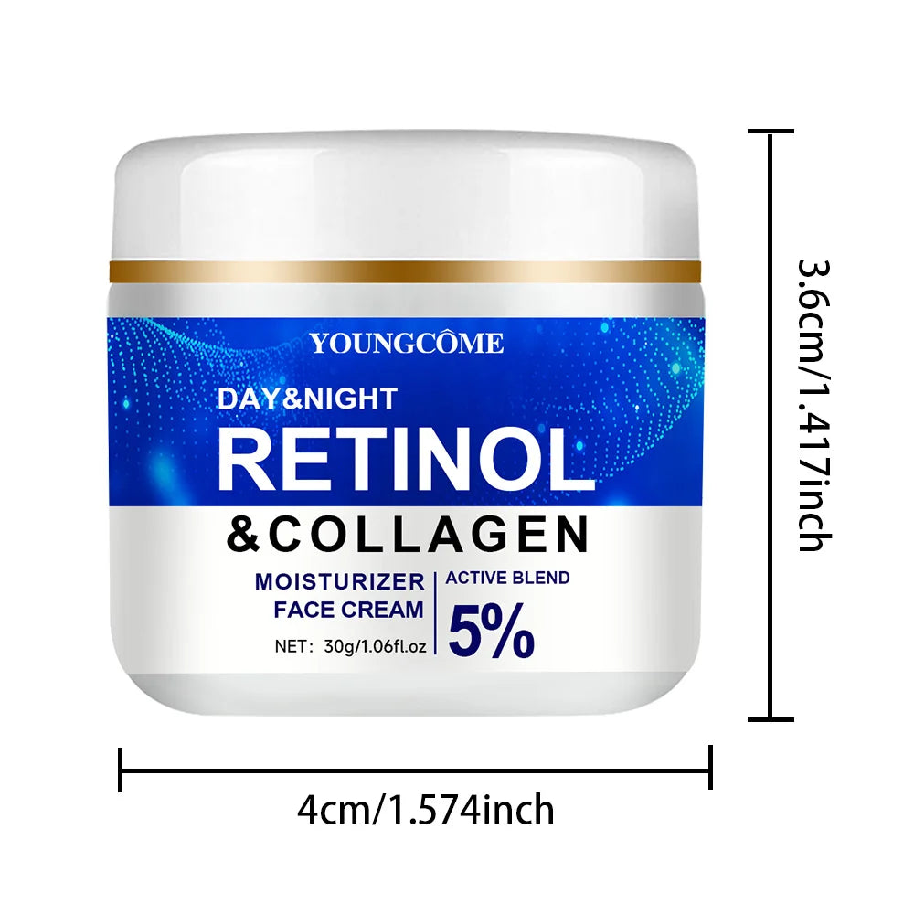 Collagen Retinol Hyaluronic Acid Facial Cream Anti-Wrinkle, Dark Circles, Tightens Pores, Moisturizes Lightens Fine Lines