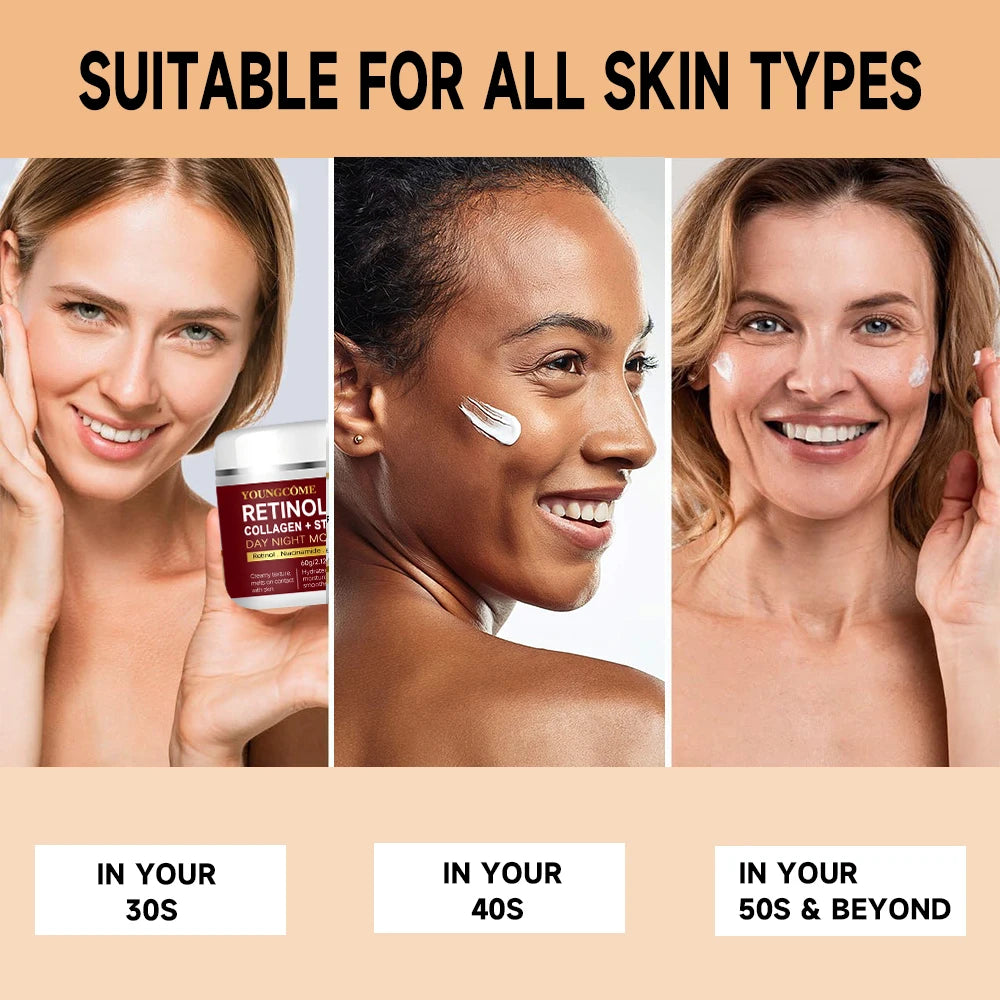 Retinol Face Cream+Facial Serum Set Anti-Aging Remove Wrinkle Eye Bag Whitening Moisturizing Skin Lightening Cream for All Skin