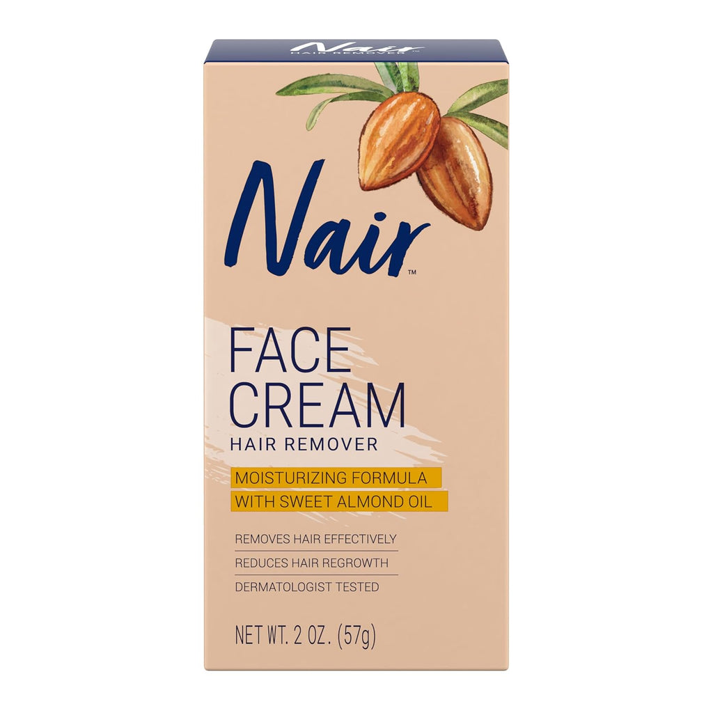 Moisturizing Facial Hair Removal Cream, Sweet Almond Oil, 2 Oz Bottle