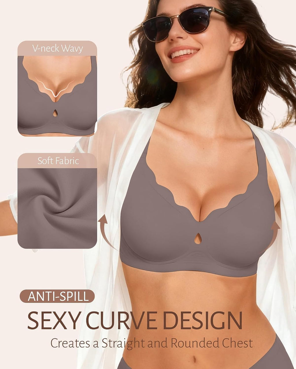 Jelly Bras for Women No Underwire Scalloped Wireless Everyday Bras