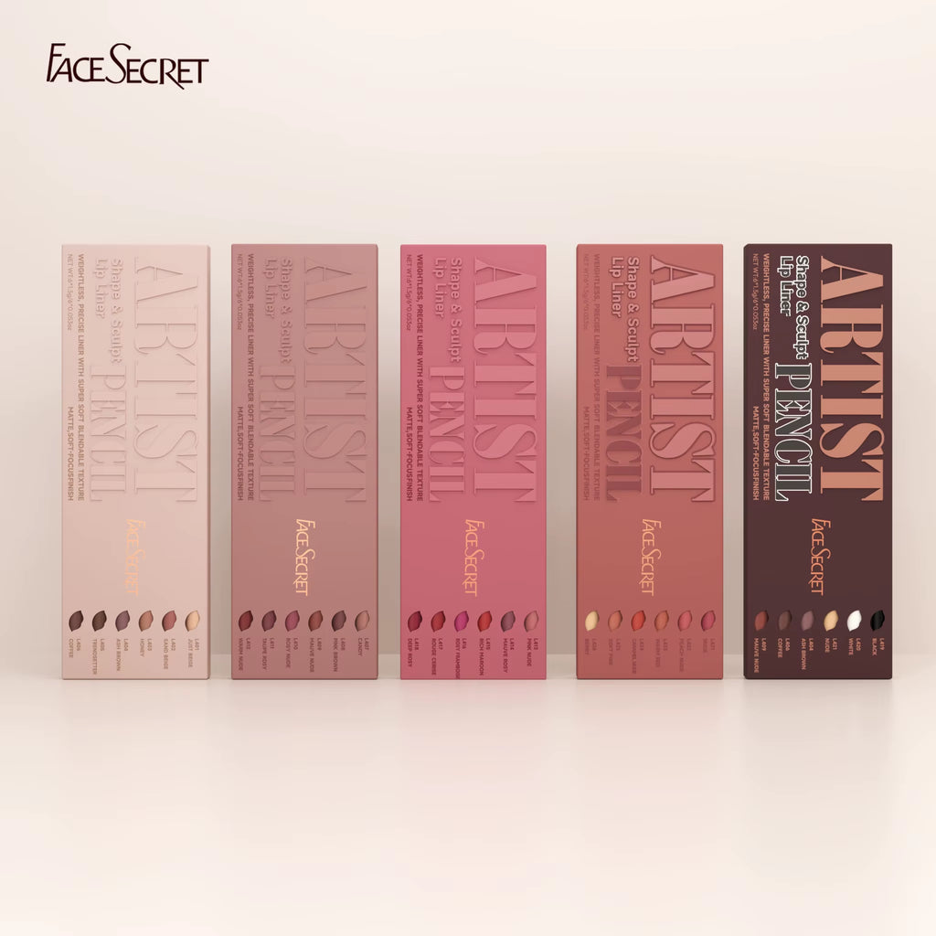 Face Secret Artist Shape Sculpt Lip Liner Pencil Set, Weightless Precise Liner with Super Soft Blendable Texture Matte Soft