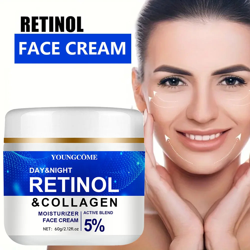 Collagen Retinol Hyaluronic Acid Facial Cream Anti-Wrinkle, Dark Circles, Tightens Pores, Moisturizes Lightens Fine Lines